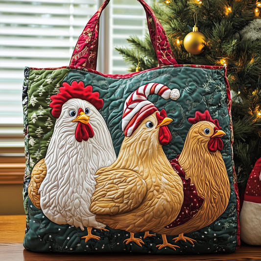Everyday Rooster Chickens Quilted Tote