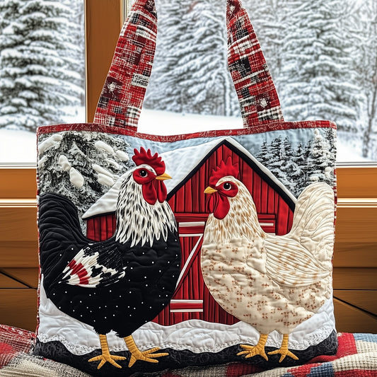Everyday Roosters Barn Quilted Tote