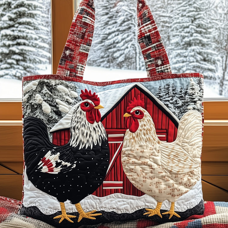 Everyday Roosters Barn Quilted Tote