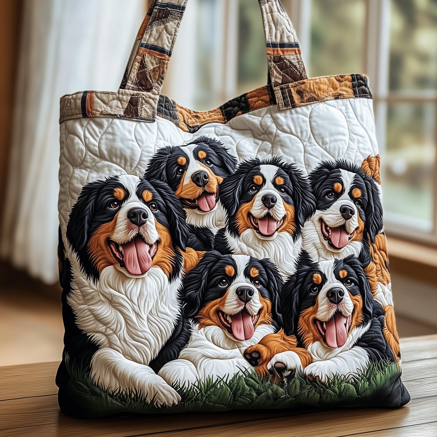 Bernese Mountain Dogs Quilted Tote