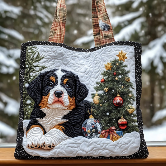 Bernese Mountain Dog Winter Quilted Tote