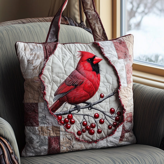 Red Cardinal Bird Quilted Tote