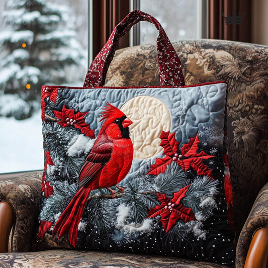 Everyday Cardinal Winter Quilted Tote