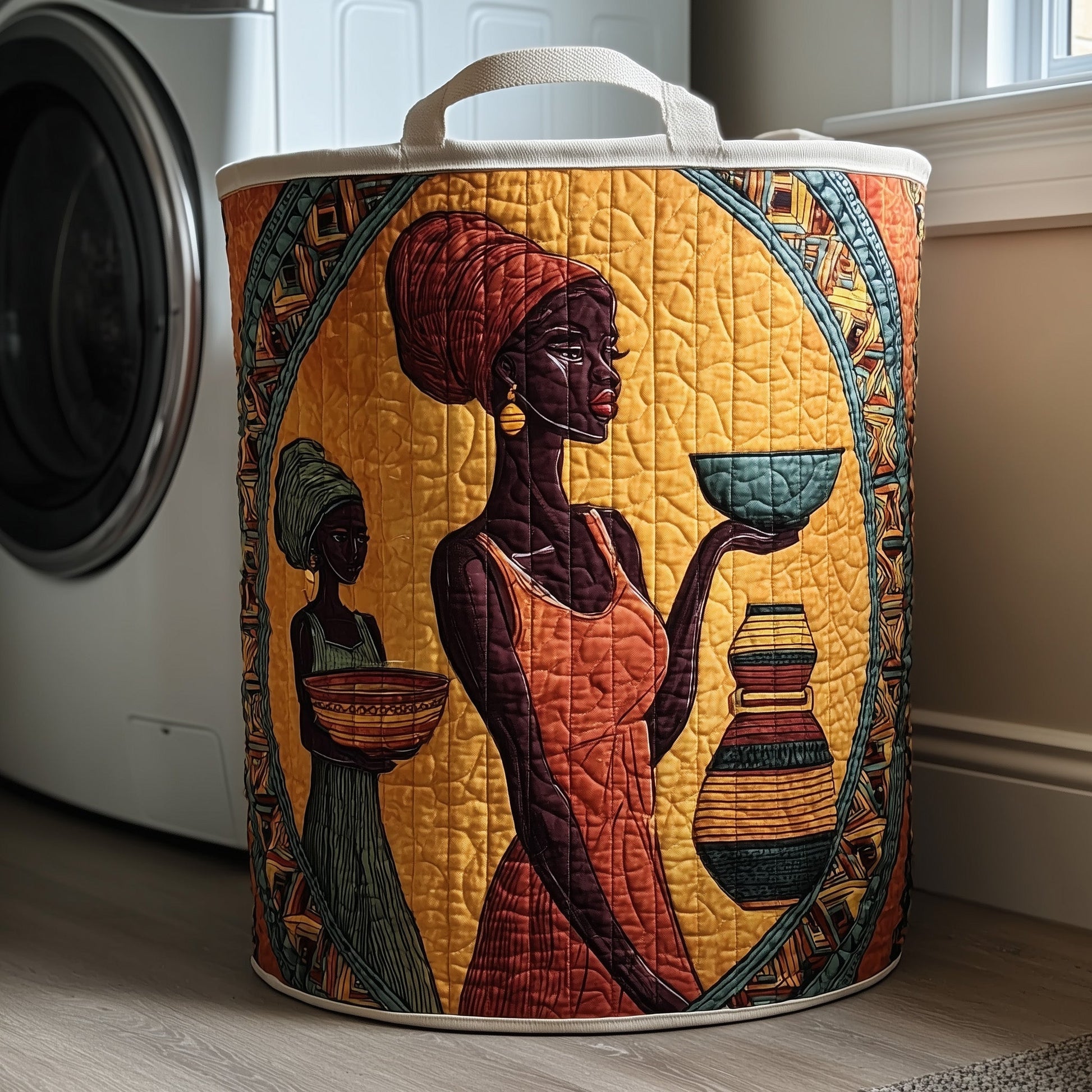 The African Sunlight Quilted Laundry Basket Tote