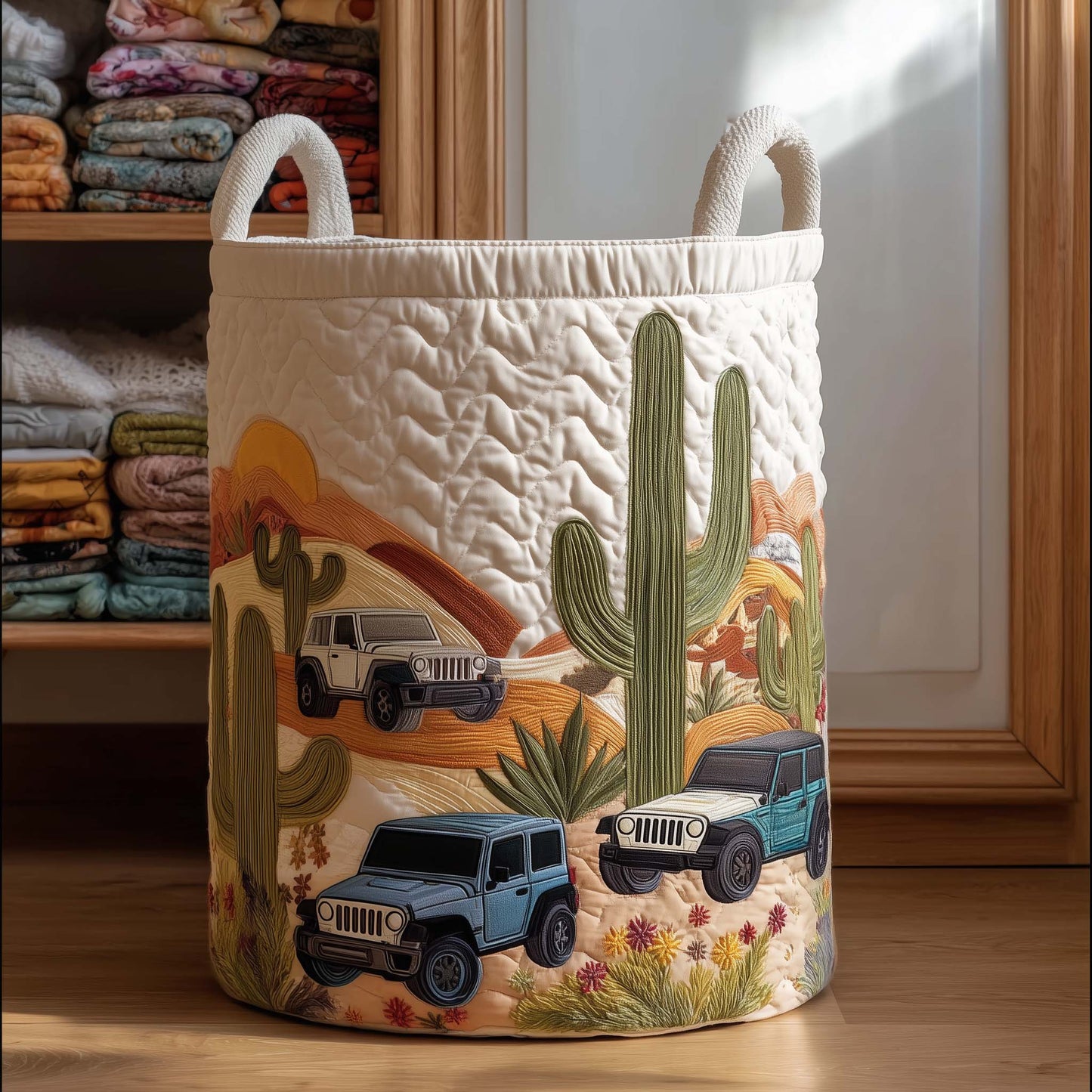 The Cactus Sunset Quilted Laundry Basket Tote 8034