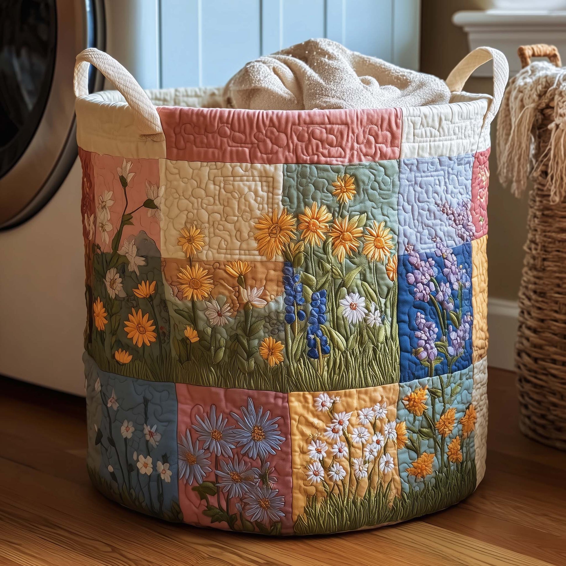 The Blossom Mood Quilted Laundry Basket Tote 8099