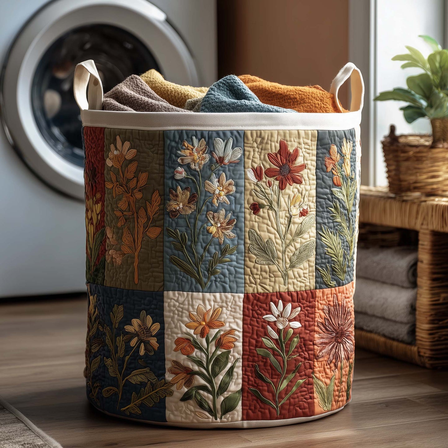 The Blossom Mood Quilted Laundry Basket Tote 8100