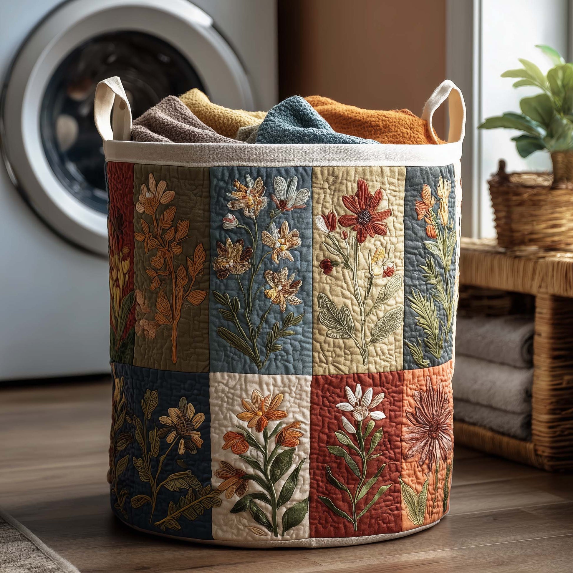 The Blossom Mood Quilted Laundry Basket Tote 8100
