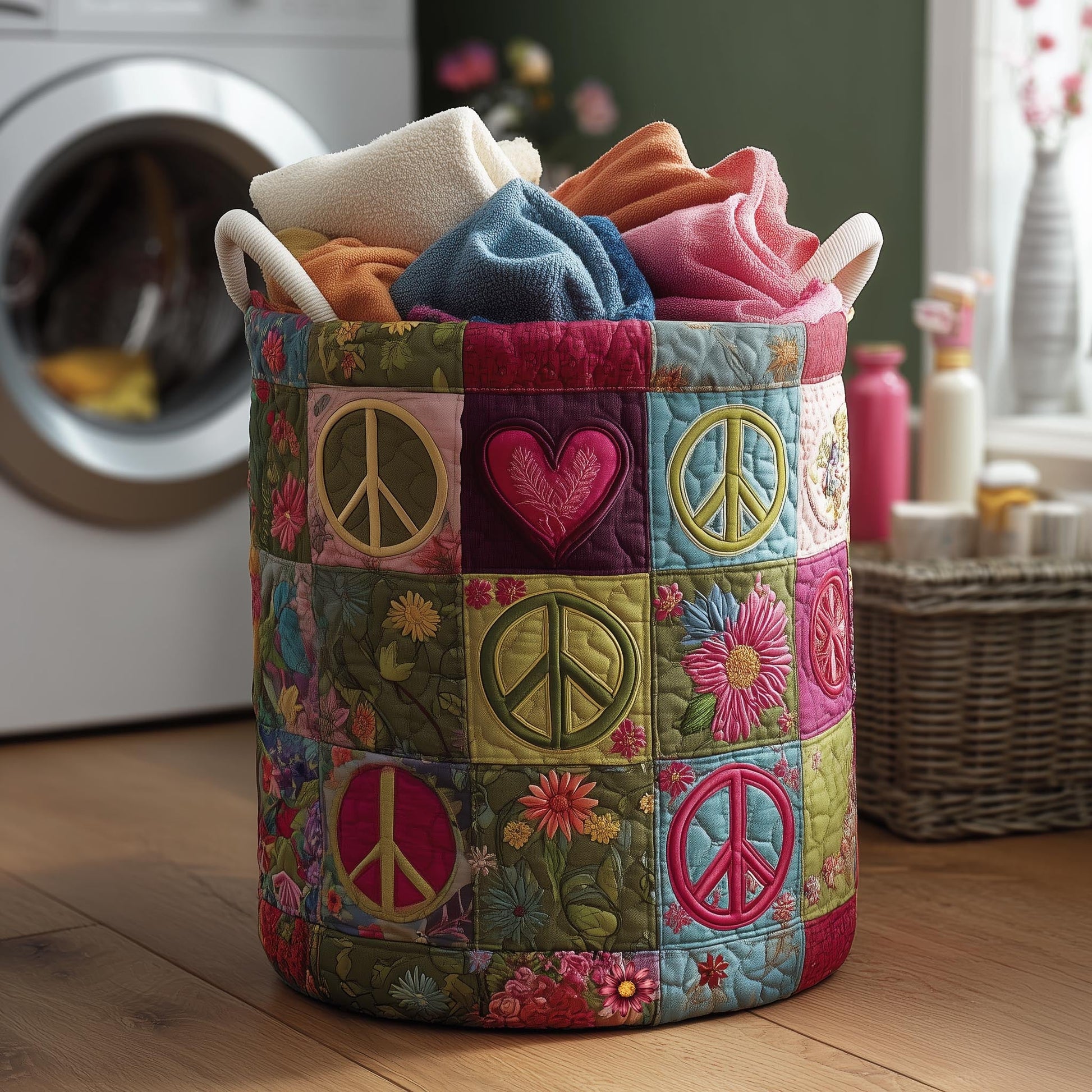 The Blossom Mood Quilted Laundry Basket Tote 8351