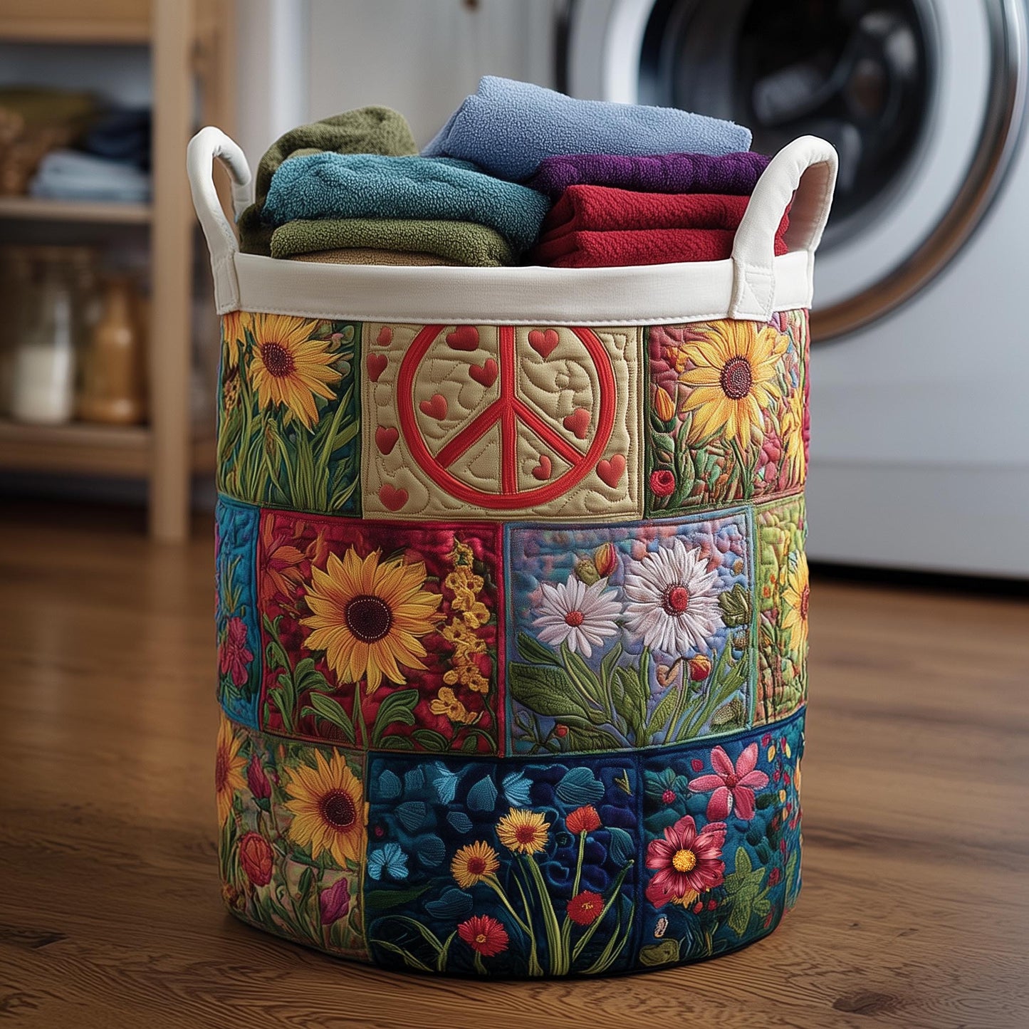 The Blossom Mood Quilted Laundry Basket Tote 8352
