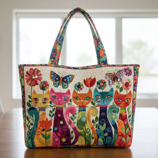 Everyday Colorful Cat Quilt Tote