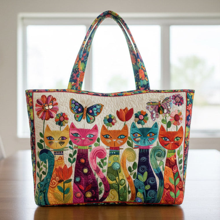 Everyday Colorful Cat Quilt Tote