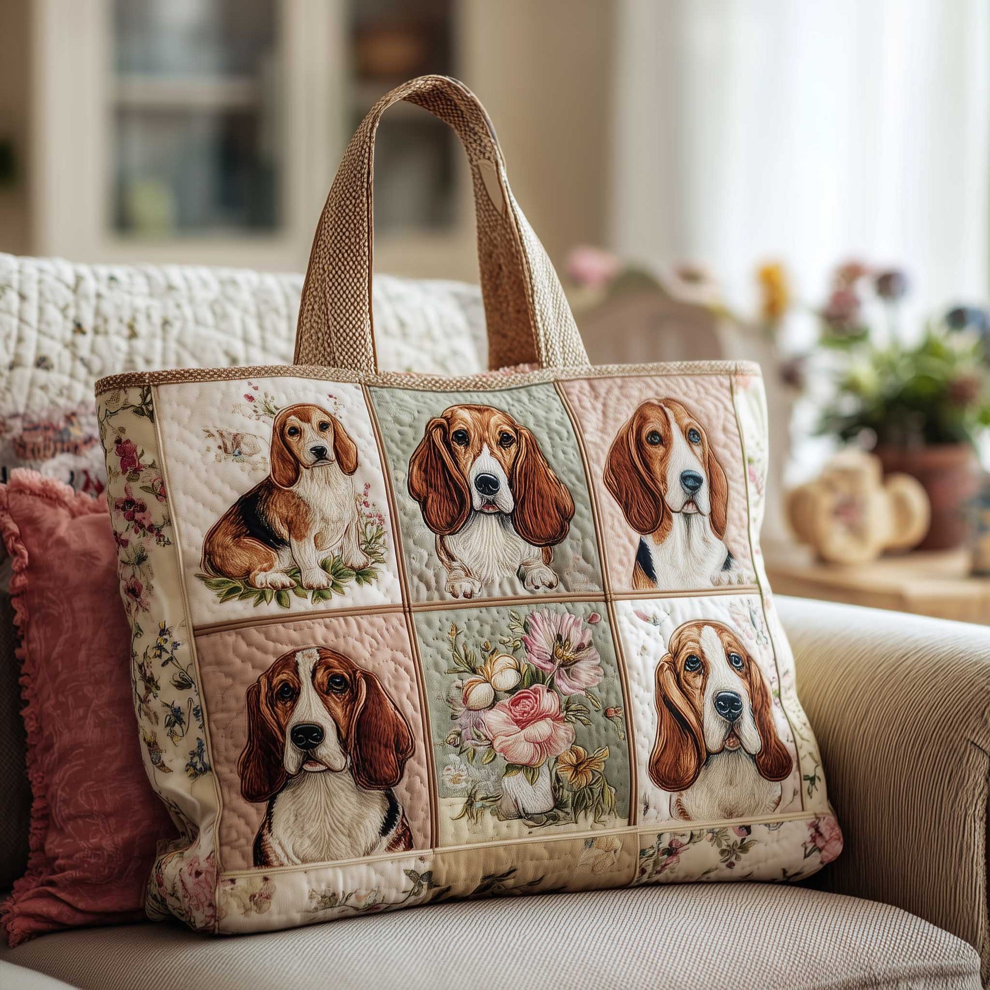 Everyday Basset Hounds Quilted Tote