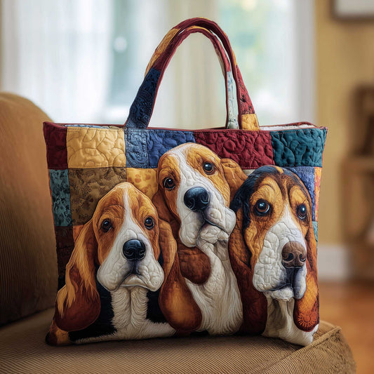 Basset Hound Dogs Quilted Tote