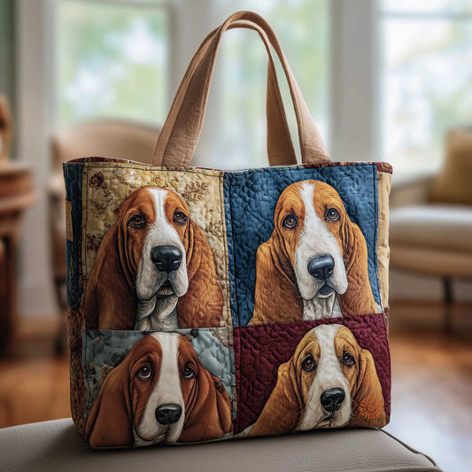 Basset Hound Portraits Quilted Tote