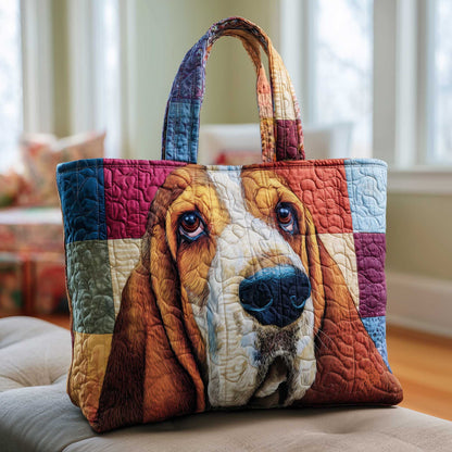 Basset Hound Dog Portrait Quilted Tote