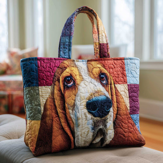 Basset Hound Dog Portrait Quilted Tote