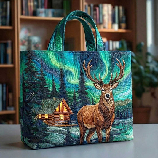 Deer Cabin Scene Tote Bag