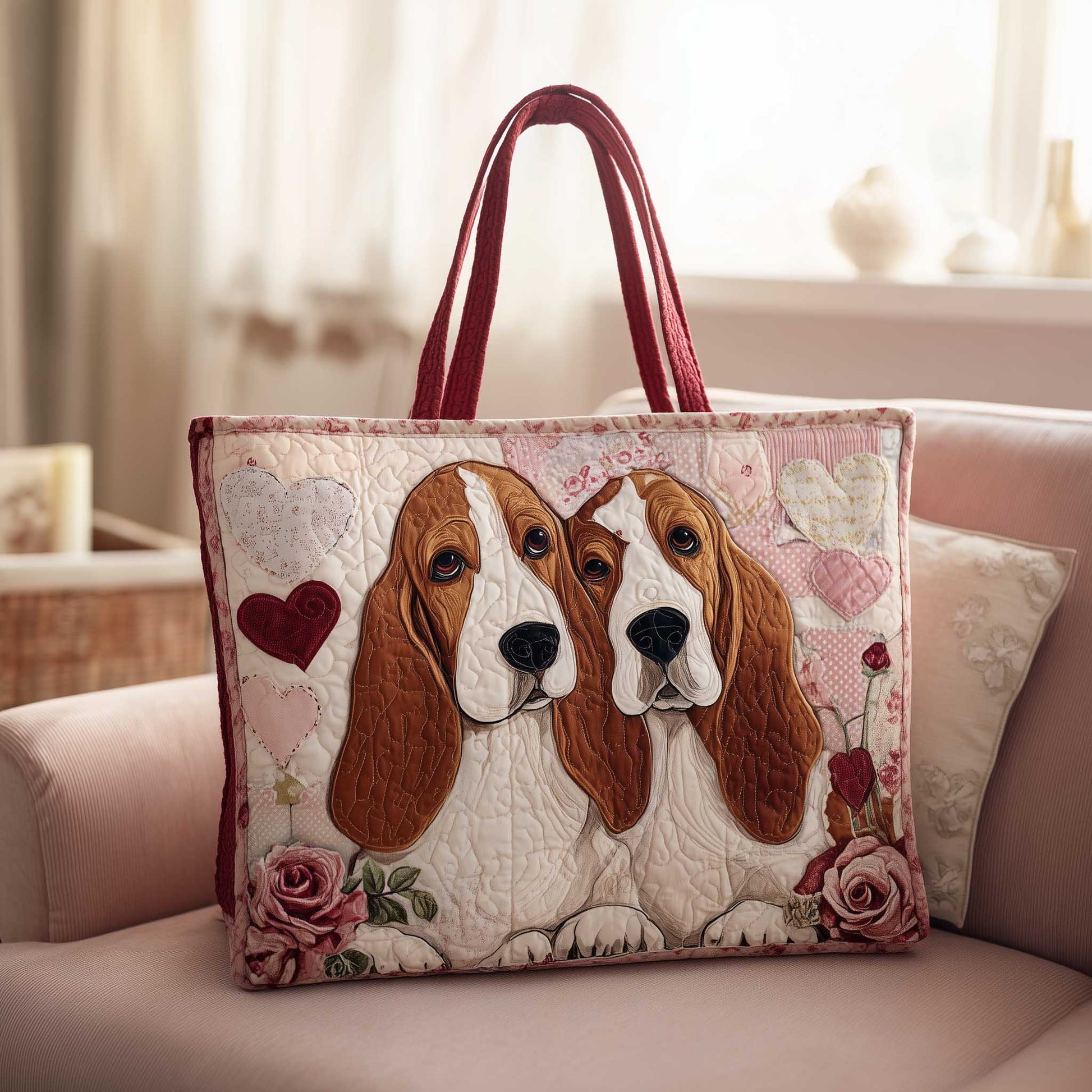 Basset Hound Quilted Tote Bag