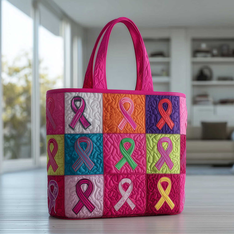 Ribbon Of Hope Quilted Tote