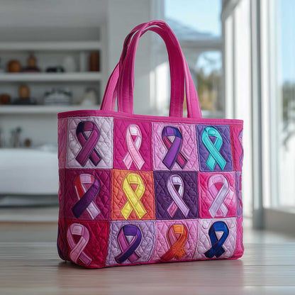 Colorful Awareness Ribbons Quilted Tote