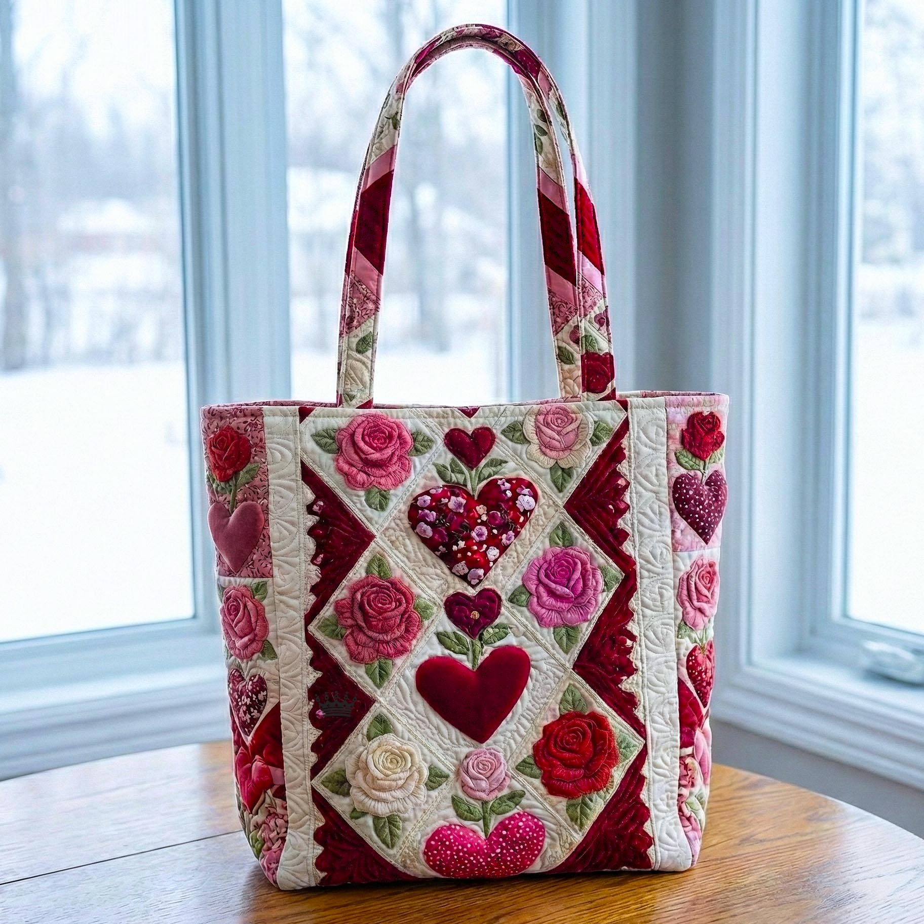 Everyday Hearts Roses Quilted Tote