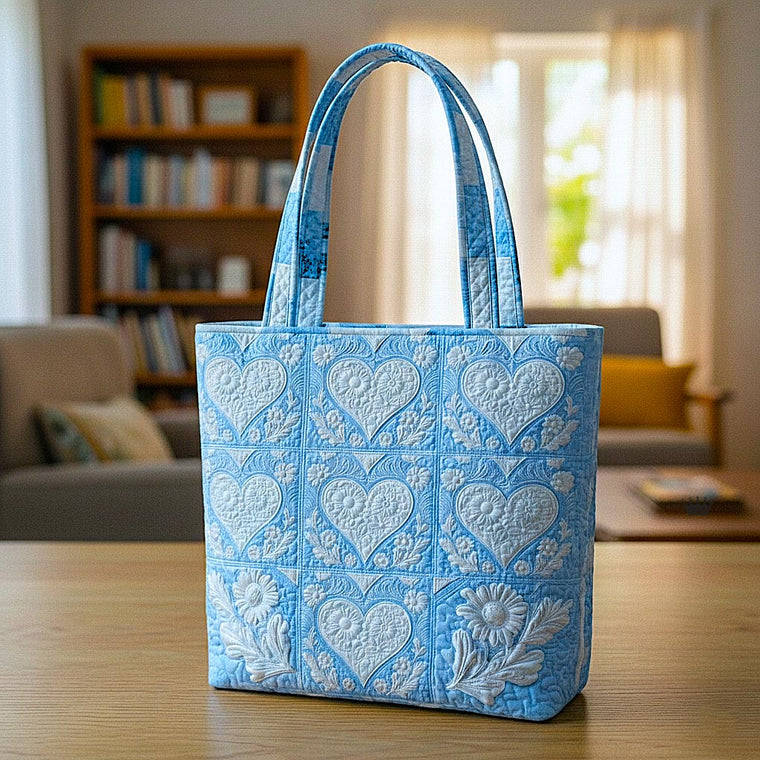 Everyday Hearts Flowers Quilted Tote