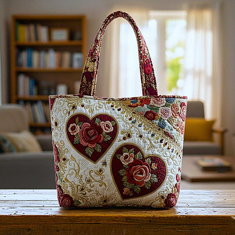 Everyday Floral Heart Quilted Tote