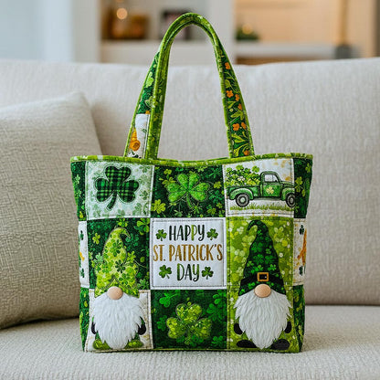 Everyday Leprechaun Shamrocks Quilted Tote