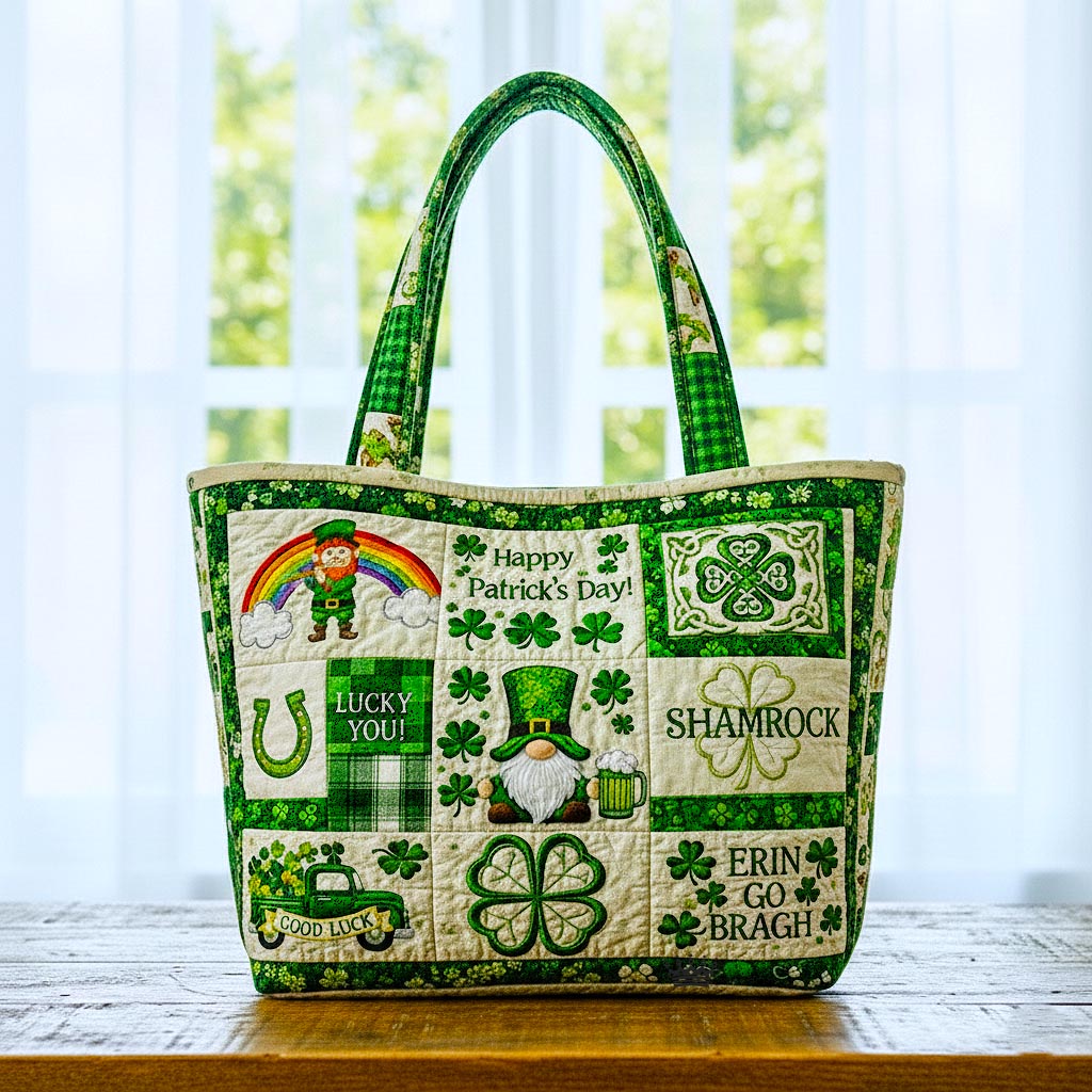 Everyday Clover Shamrocks Quilted Tote