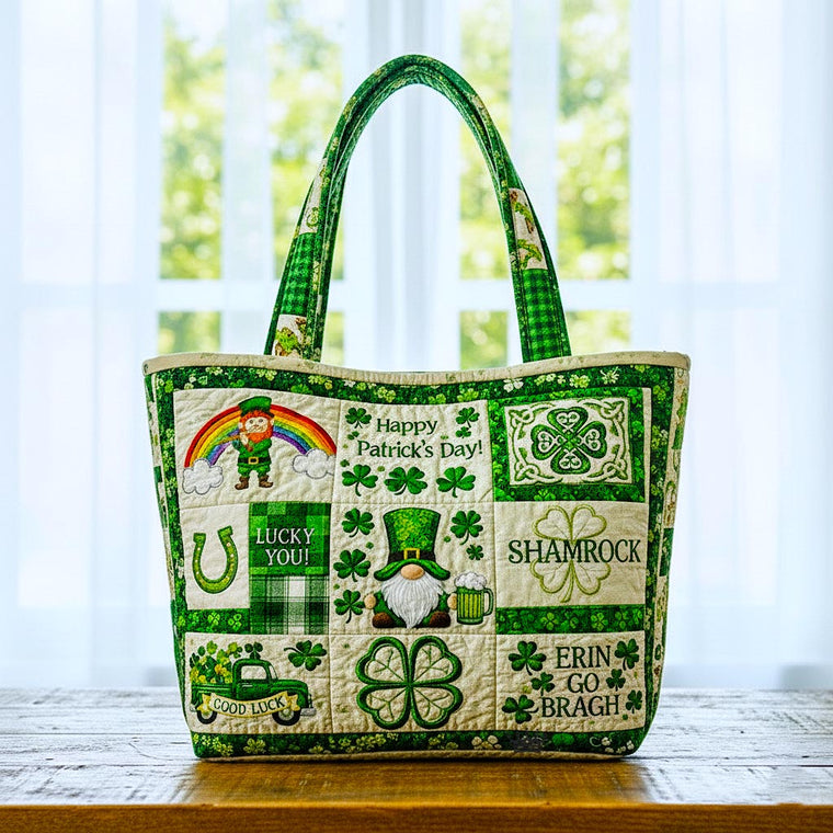 Everyday Clover Shamrocks Quilted Tote