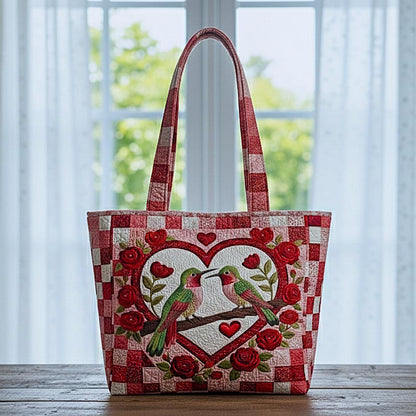 Everyday Hummingbirds Heart Quilted Tote