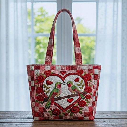 Everyday Hummingbirds Heart Quilted Tote