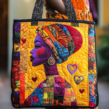 Colorful African Woman Portrait Quilted Tote