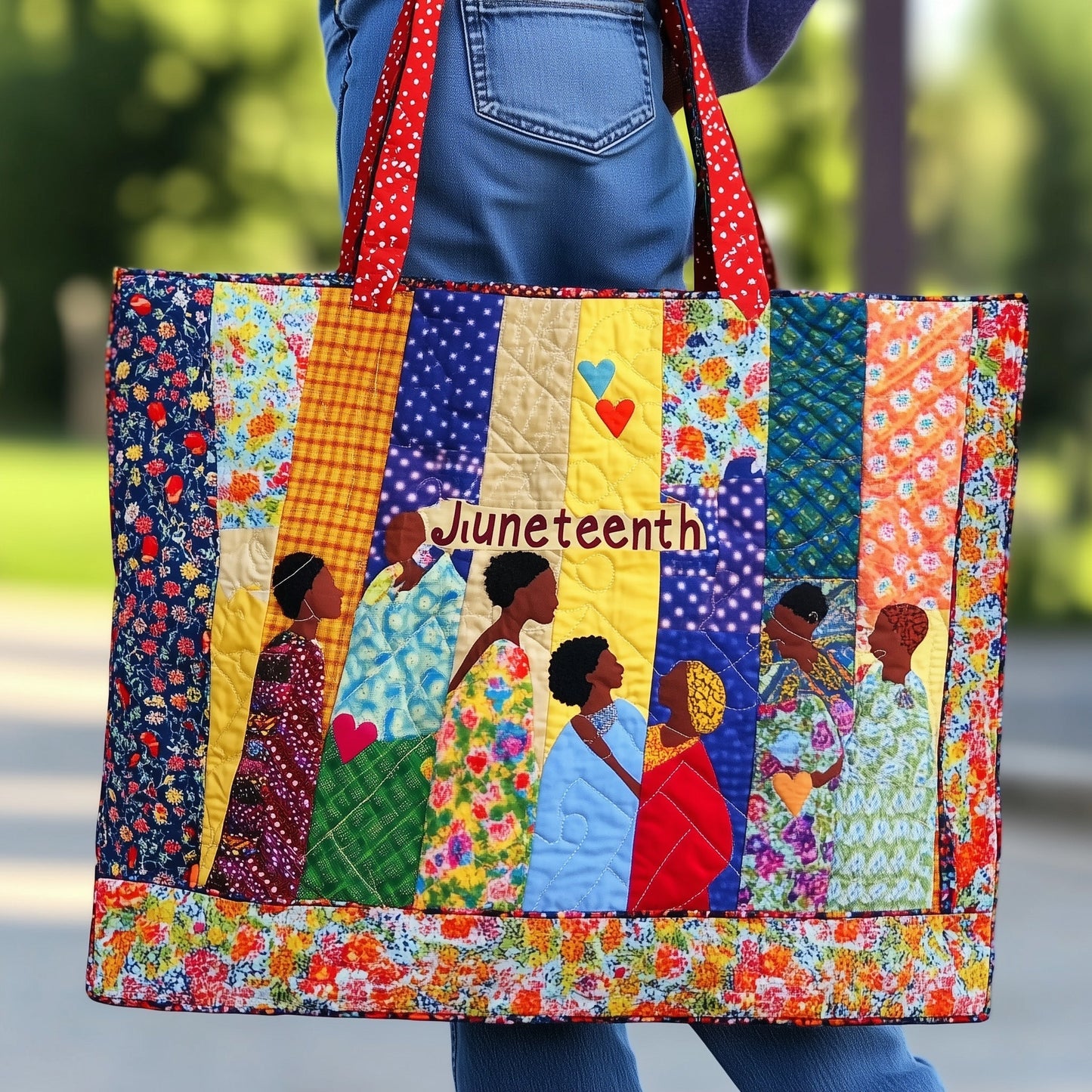 Patchwork People Silhouettes Quilted Tote