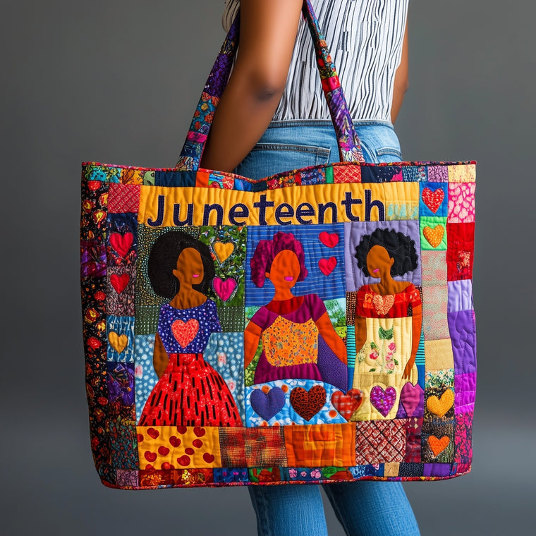 Colorful Faces Patchwork Quilted Tote