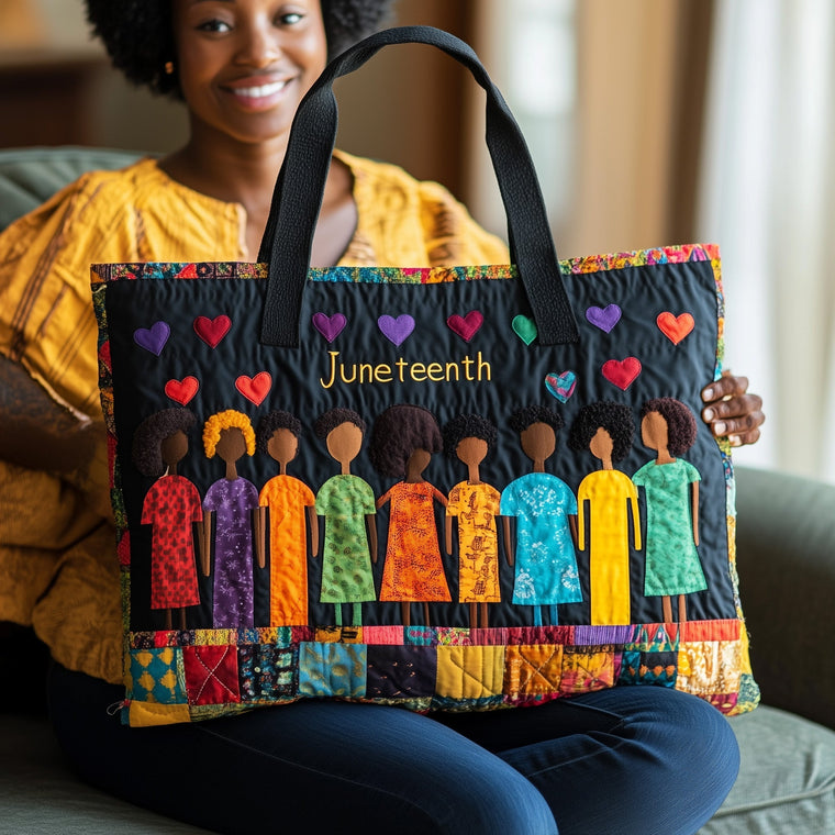 Diverse Figures Hearts Quilted Tote