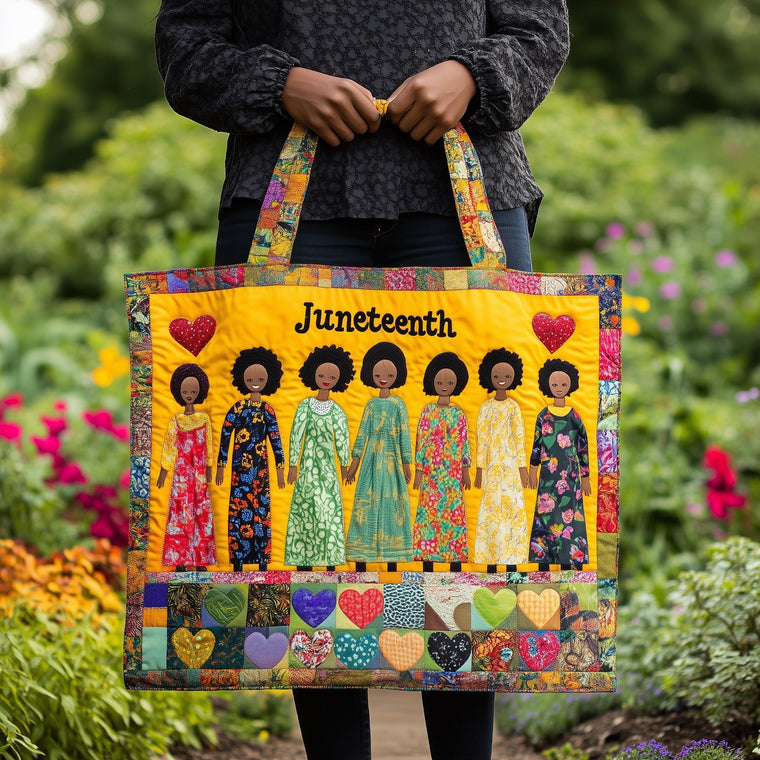 Juneteenth Figures Hearts Tote Bag