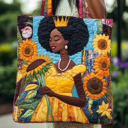 Black Woman Crown Quilted Tote