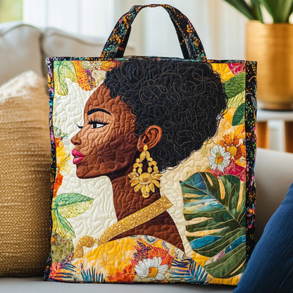 Black Woman Portrait Quilted Tote