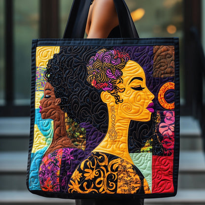 Afrocentric Woman Portrait Quilted Tote