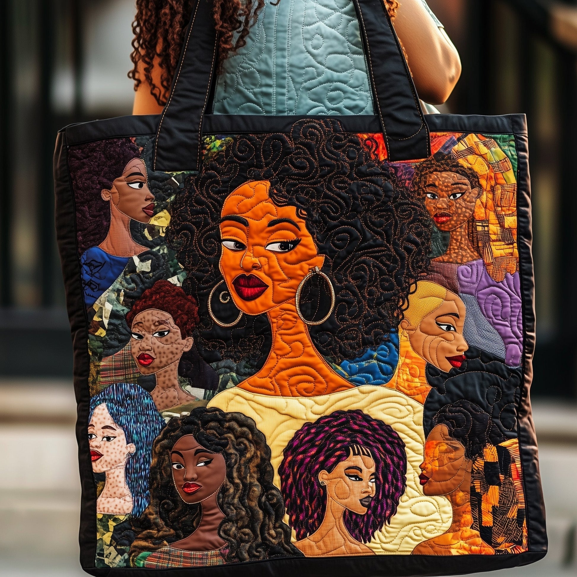 Empowered Black Women Portraits Quilted Tote