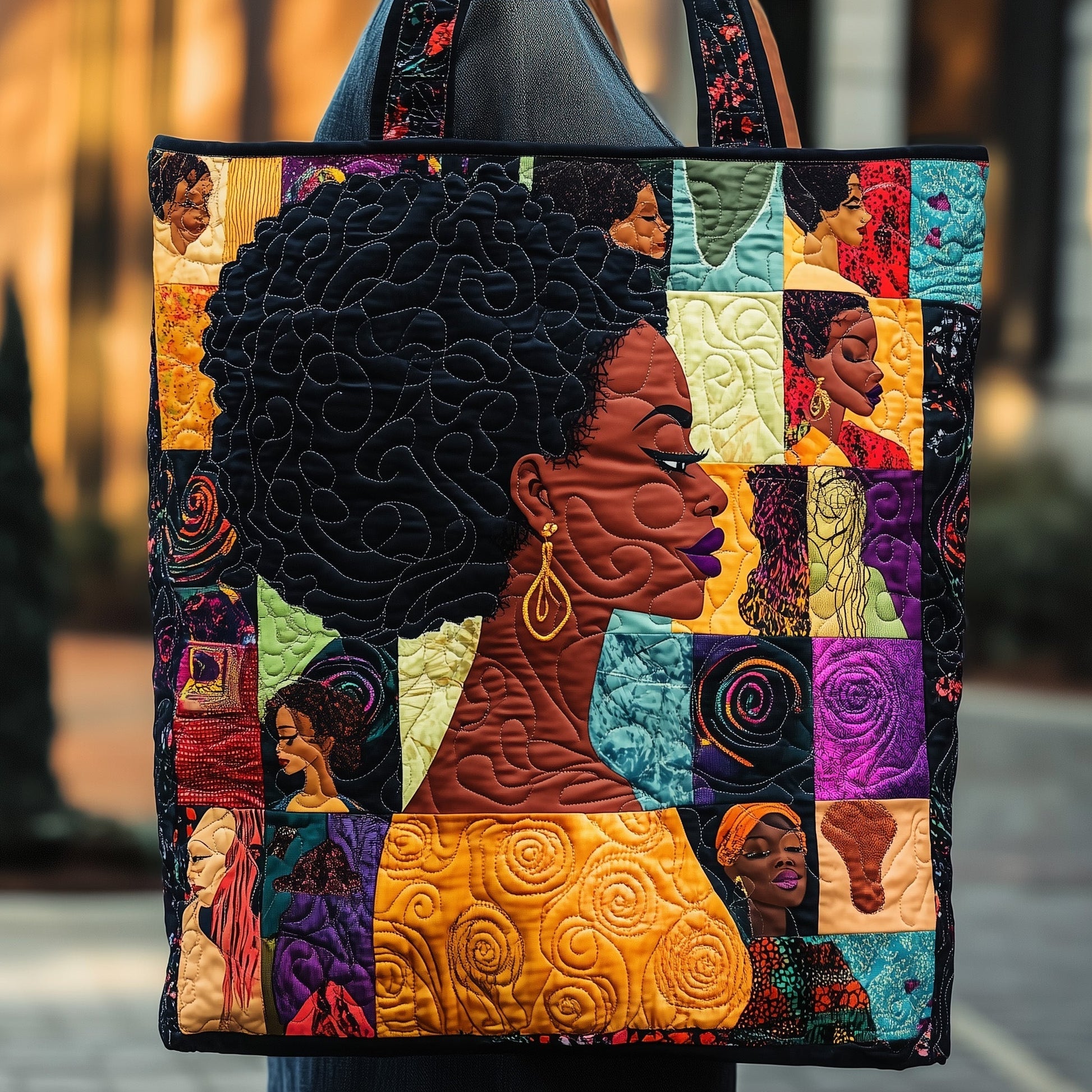 Afrocentric Women Patchwork Quilted Tote