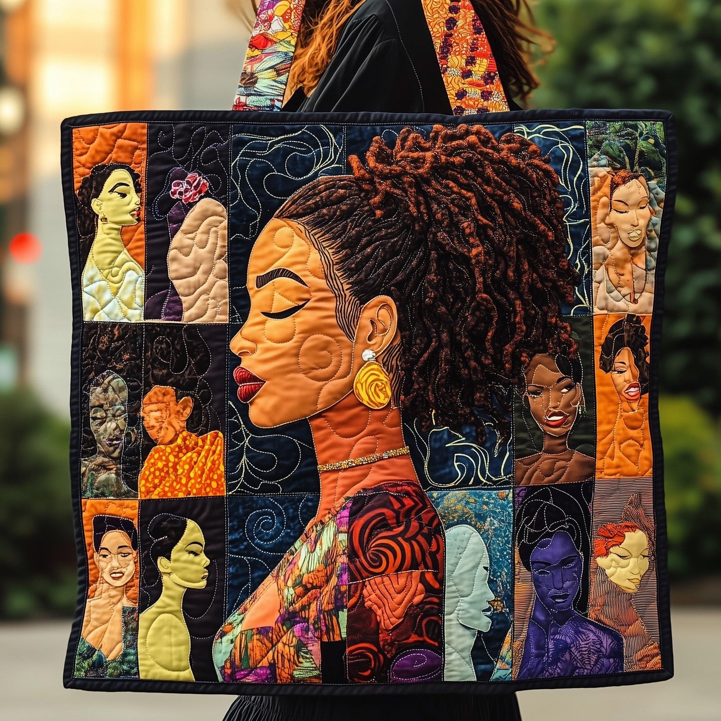 Black Women Portraits Quilted Tote