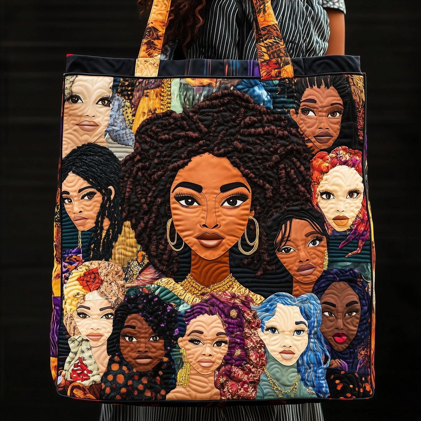 Diverse Women Faces Quilted Tote