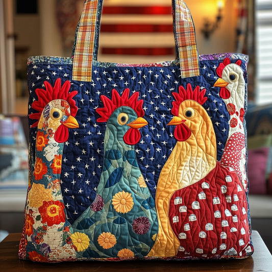 Everyday Rooster Quilted Tote Bag