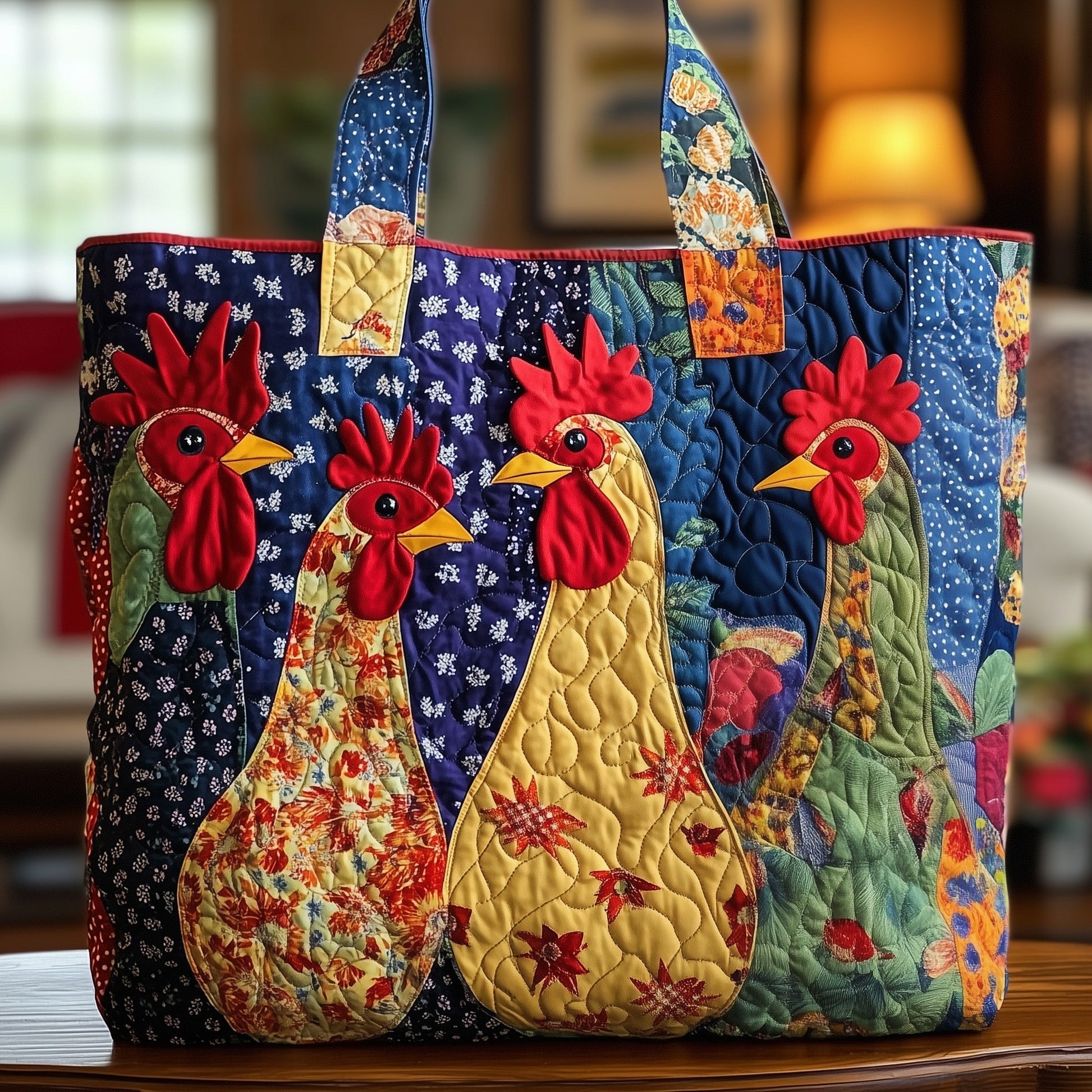 Everyday Patchwork Rooster Quilted Tote