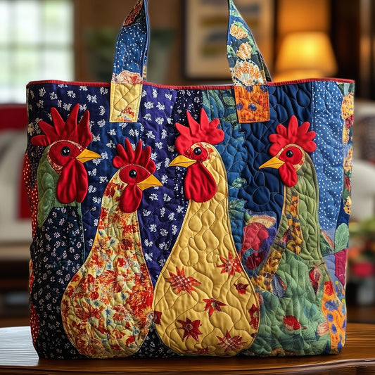 Everyday Patchwork Rooster Quilted Tote