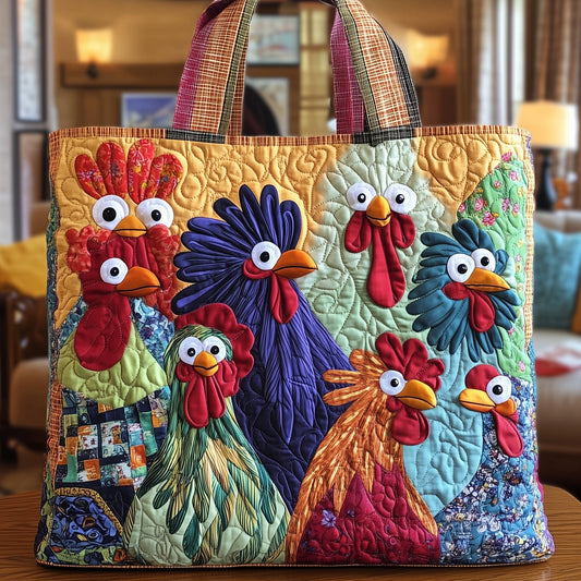 Everyday Cheerful Chicken Quilted Tote