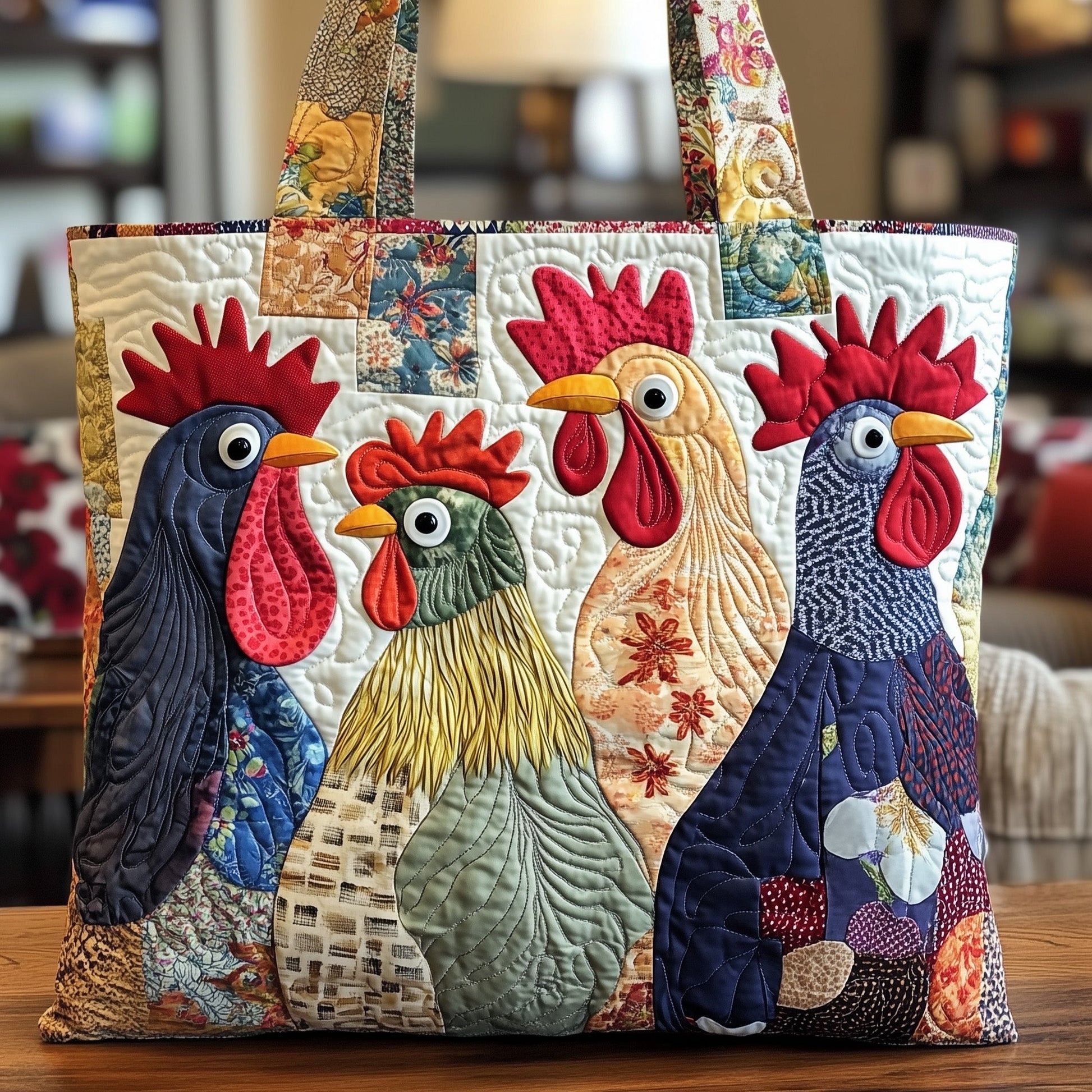 Everyday Colorful Roosters Tote Bag